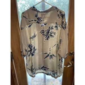 Tommy Bahama Men's XL 100% Silk Button Front Leaves Hawaiian Shirt‎ Short Sleeve